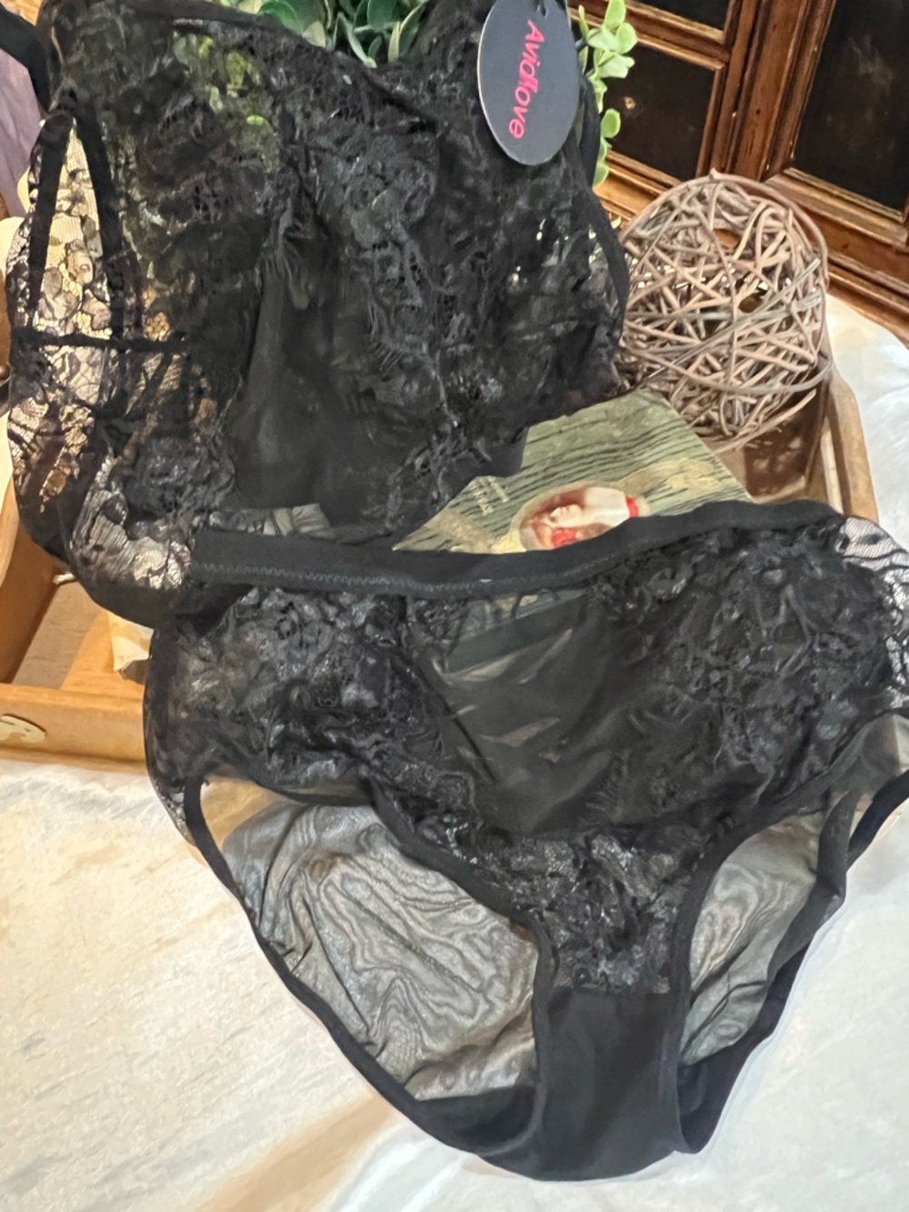 Love Black Lace Bralette & High-Waist Brief Set